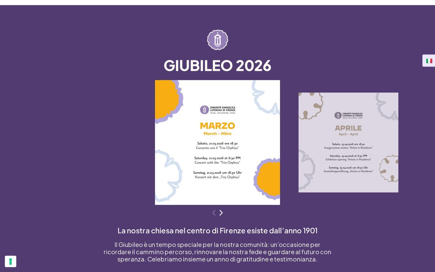 Calendario degli eventi, con un colore per ogni categoria di attività