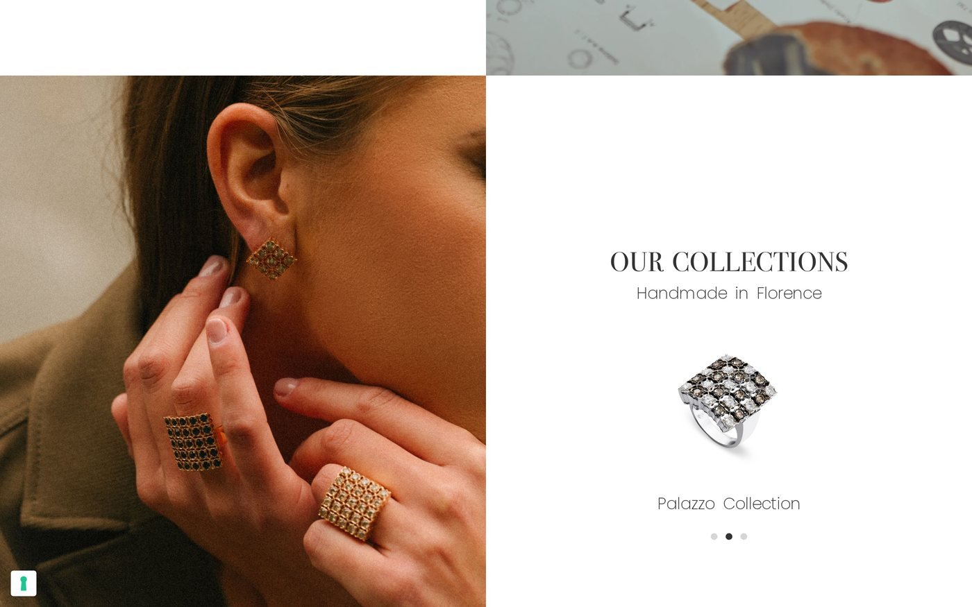 Pagina della boutique con indirizzo, orari e servizi dell'atelier