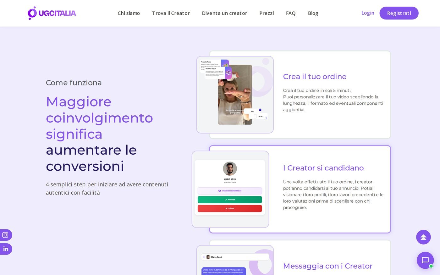 Tabella dei prezzi, leggibile per durata del video